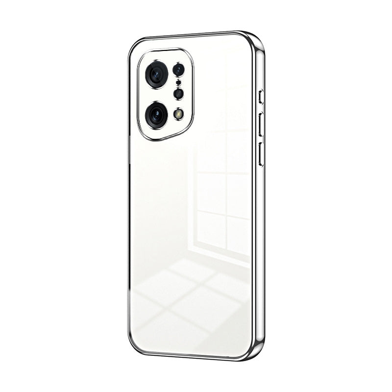 For OPPO Find X5 Phone Case with Transparent Plating and Fine Hole Design: Crystal Clear & Scratch-Resistant