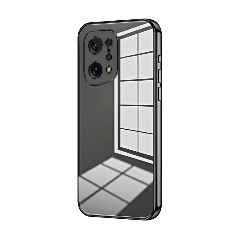 For OPPO Find X5 Phone Case with Transparent Plating and Fine Hole Design: Crystal Clear & Scratch-Resistant
