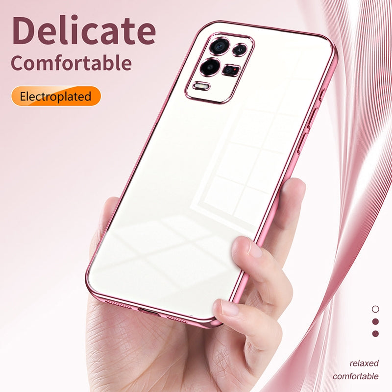 For OPPO K9x Phone Case with Transparent Plating and Fine Hole Design: Crystal Clear & Scratch-Resistant