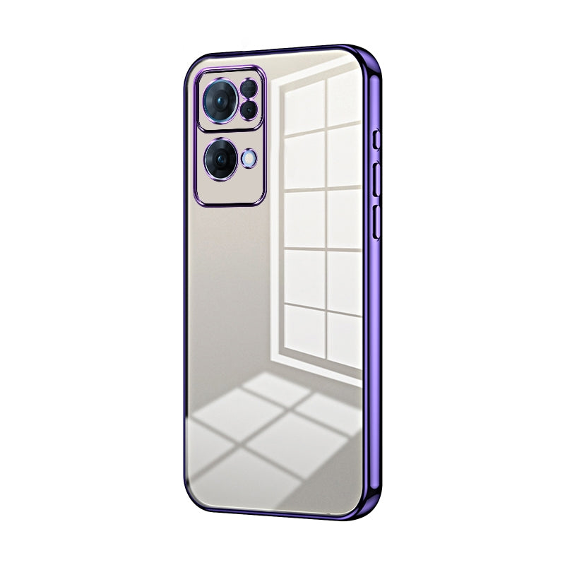 For OPPO Reno7 Pro Phone Case with Transparent Plating and Fine Hole Design: Crystal Clear & Scratch-Resistant