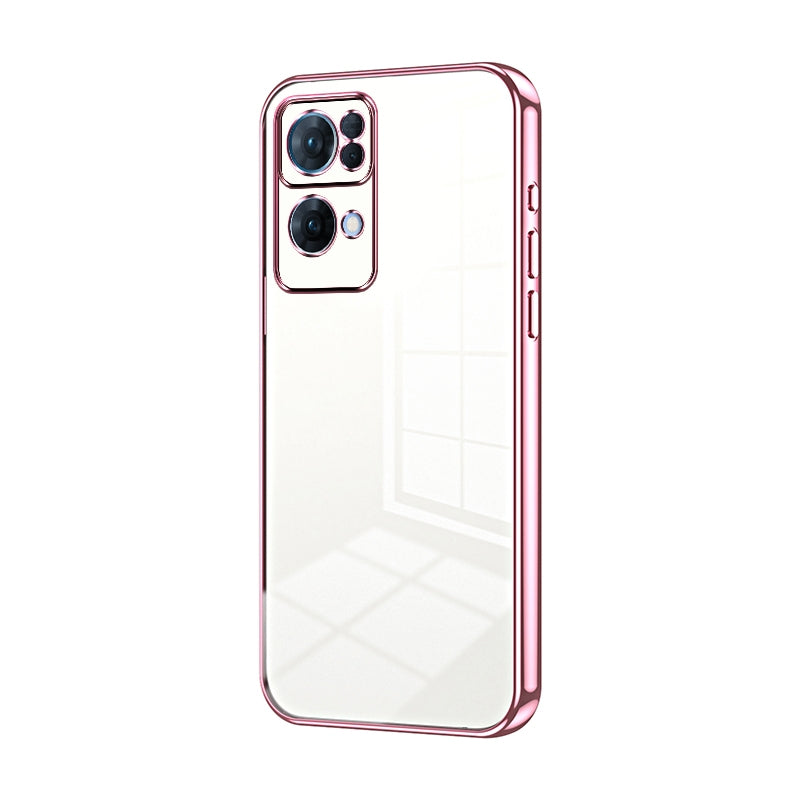 For OPPO Reno7 Pro Phone Case with Transparent Plating and Fine Hole Design: Crystal Clear & Scratch-Resistant