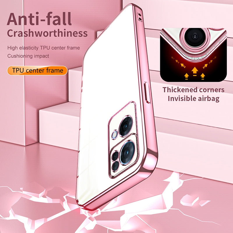 For OPPO Reno7 Pro Phone Case with Transparent Plating and Fine Hole Design: Crystal Clear & Scratch-Resistant