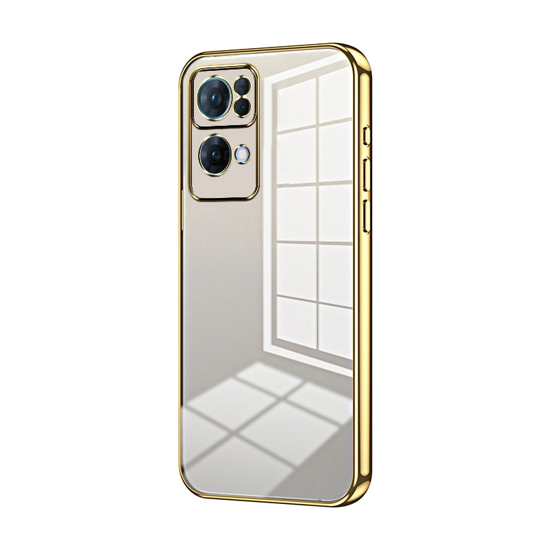 For OPPO Reno7 Pro Phone Case with Transparent Plating and Fine Hole Design: Crystal Clear & Scratch-Resistant