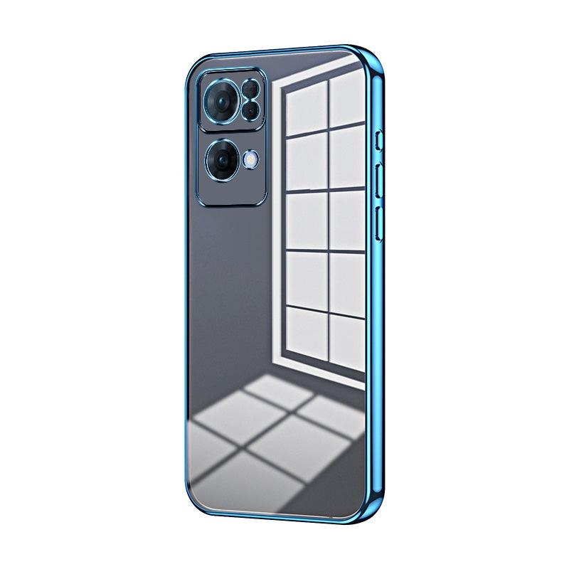 For OPPO Reno7 Pro Phone Case with Transparent Plating and Fine Hole Design: Crystal Clear & Scratch-Resistant