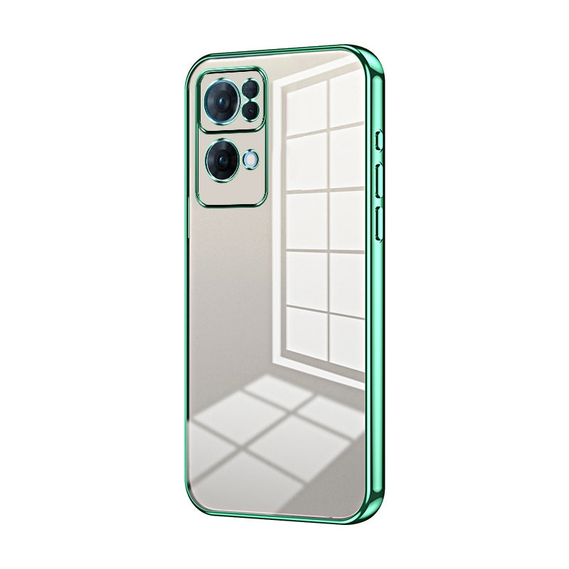For OPPO Reno7 Pro Phone Case with Transparent Plating and Fine Hole Design: Crystal Clear & Scratch-Resistant