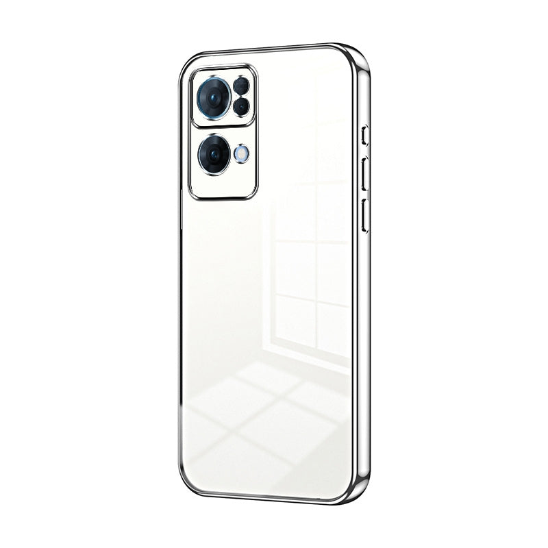 For OPPO Reno7 Pro Phone Case with Transparent Plating and Fine Hole Design: Crystal Clear & Scratch-Resistant