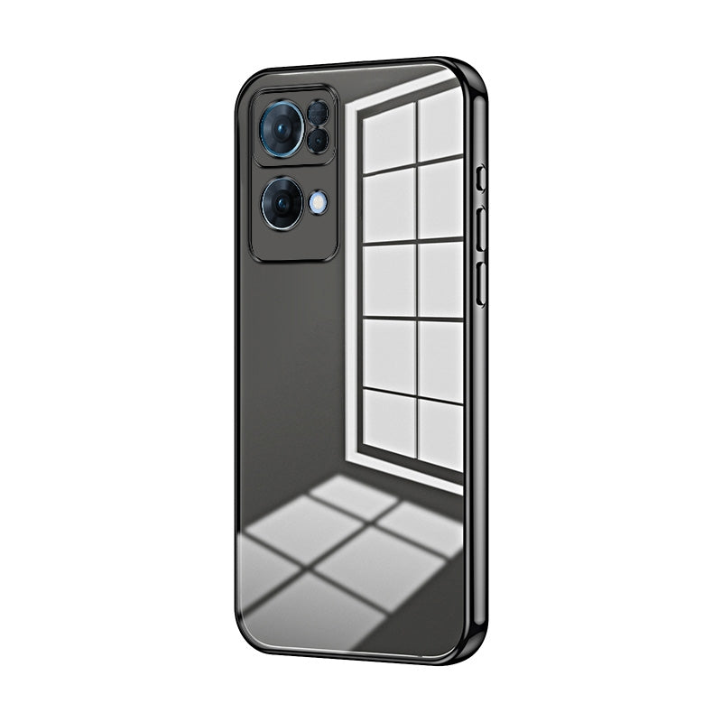 For OPPO Reno7 Pro Phone Case with Transparent Plating and Fine Hole Design: Crystal Clear & Scratch-Resistant