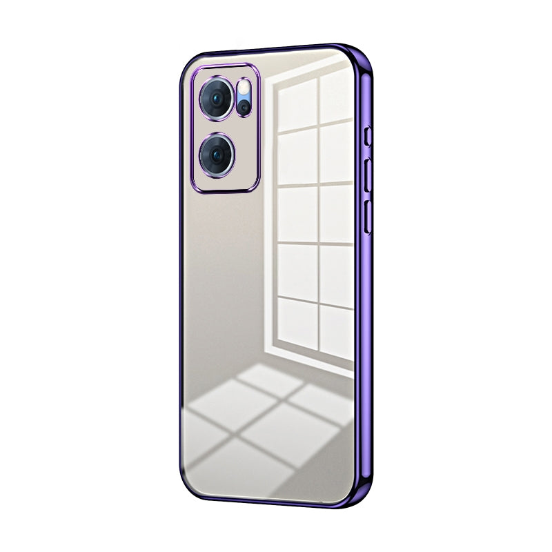 For OPPO Reno7 5G Phone Case with Transparent Plating and Fine Hole Design: Crystal Clear & Scratch-Resistant