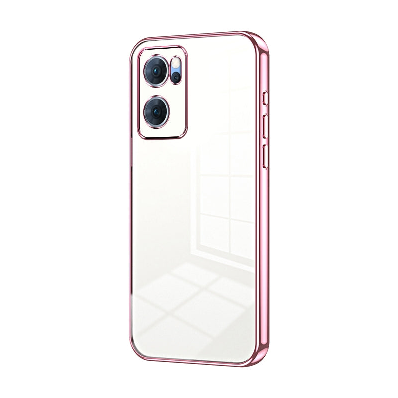 For OPPO Reno7 5G Phone Case with Transparent Plating and Fine Hole Design: Crystal Clear & Scratch-Resistant