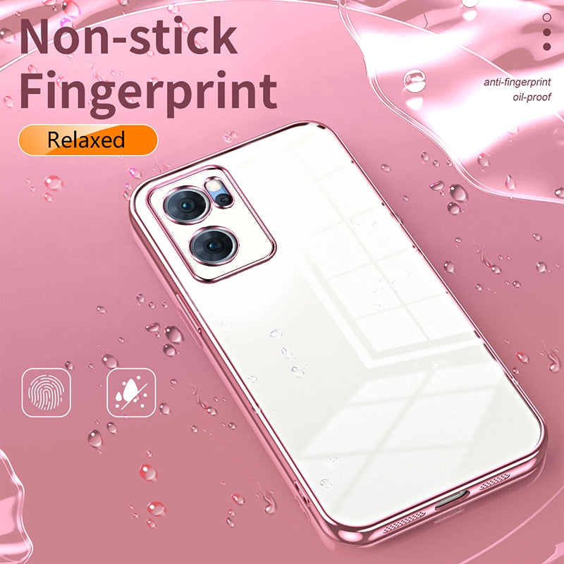 For OPPO Reno7 5G Phone Case with Transparent Plating and Fine Hole Design: Crystal Clear & Scratch-Resistant