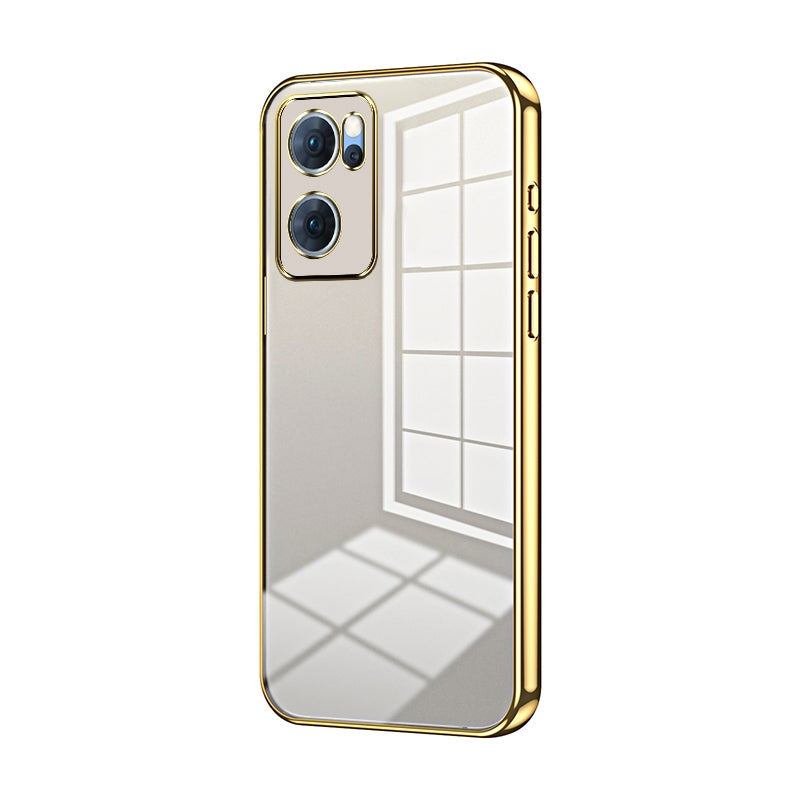For OPPO Reno7 5G Phone Case with Transparent Plating and Fine Hole Design: Crystal Clear & Scratch-Resistant