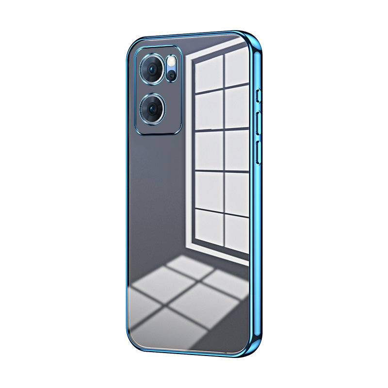 For OPPO Reno7 5G Phone Case with Transparent Plating and Fine Hole Design: Crystal Clear & Scratch-Resistant
