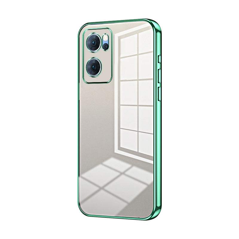 For OPPO Reno7 5G Phone Case with Transparent Plating and Fine Hole Design: Crystal Clear & Scratch-Resistant