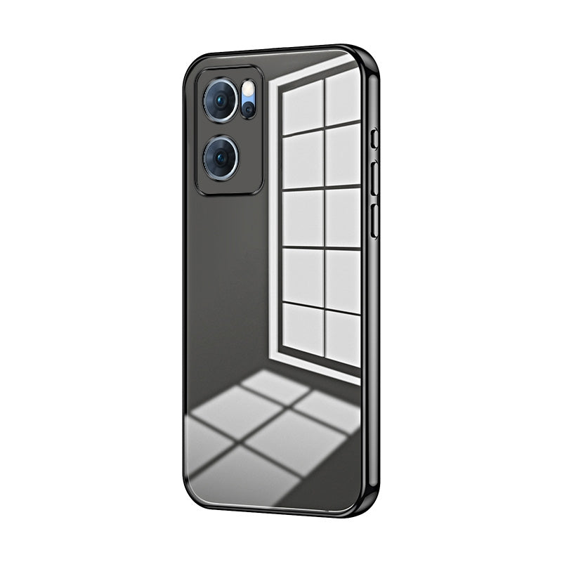For OPPO Reno7 5G Phone Case with Transparent Plating and Fine Hole Design: Crystal Clear & Scratch-Resistant
