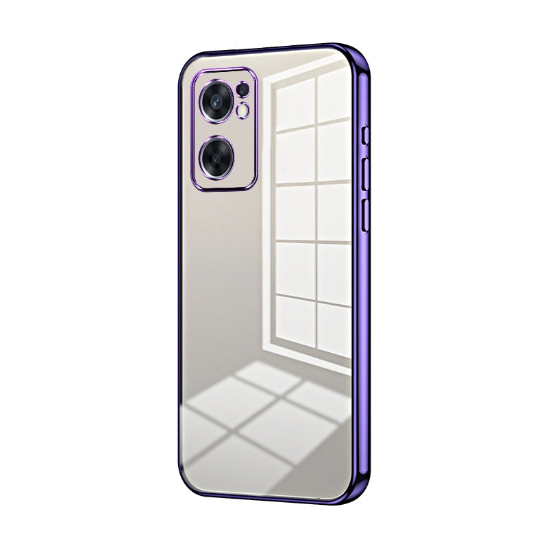 For OPPO Reno7 SE Phone Case with Transparent Plating and Fine Hole Design: Crystal Clear & Scratch-Resistant
