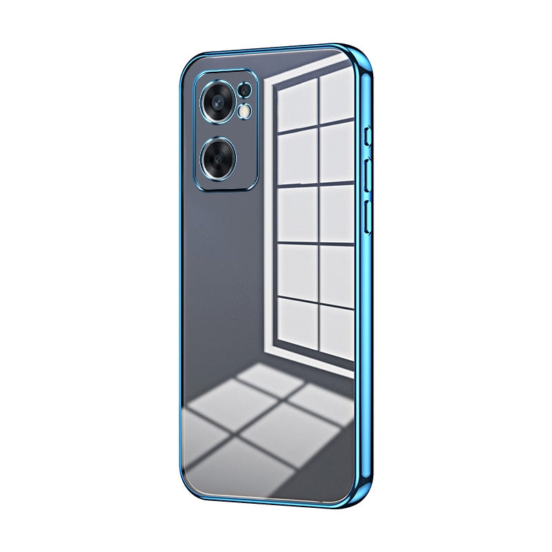 For OPPO Reno7 SE Phone Case with Transparent Plating and Fine Hole Design: Crystal Clear & Scratch-Resistant