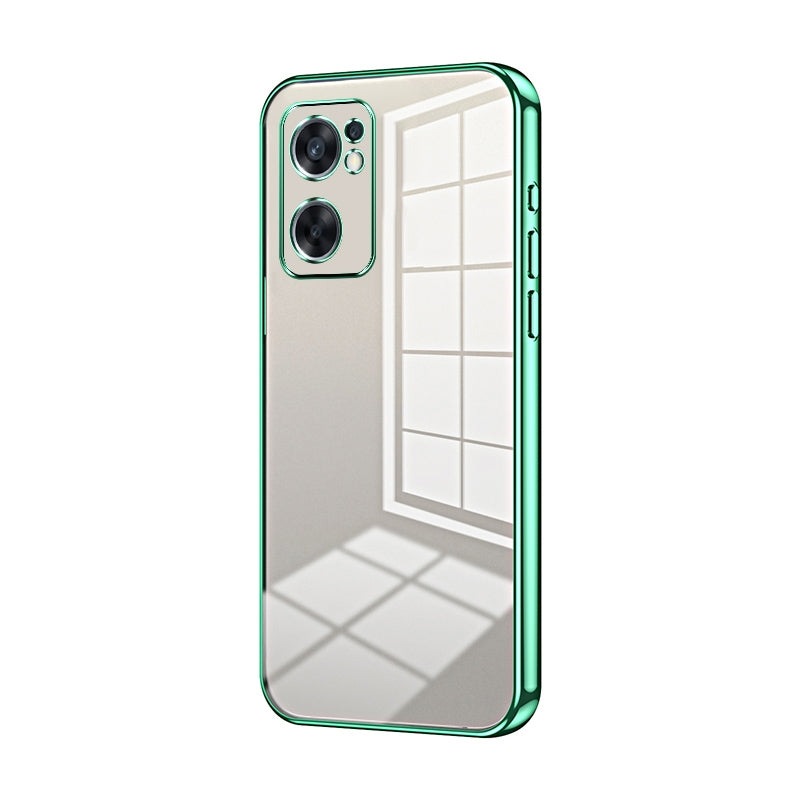 For OPPO Reno7 SE Phone Case with Transparent Plating and Fine Hole Design: Crystal Clear & Scratch-Resistant