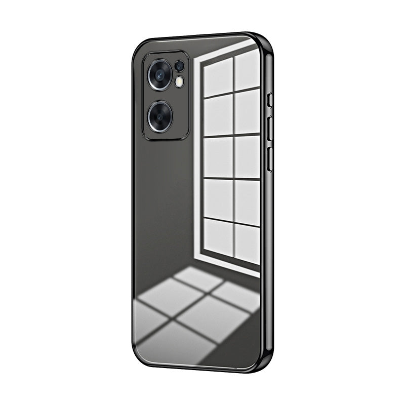For OPPO Reno7 SE Phone Case with Transparent Plating and Fine Hole Design: Crystal Clear & Scratch-Resistant