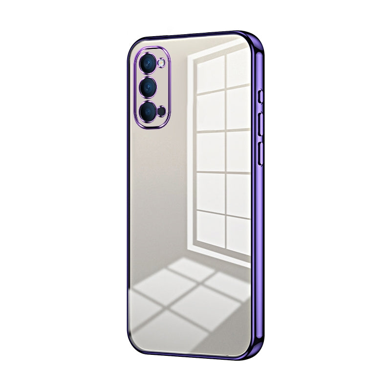 For OPPO Reno4 Phone Case with Transparent Plating and Fine Hole Design: Crystal Clear & Scratch-Resistant