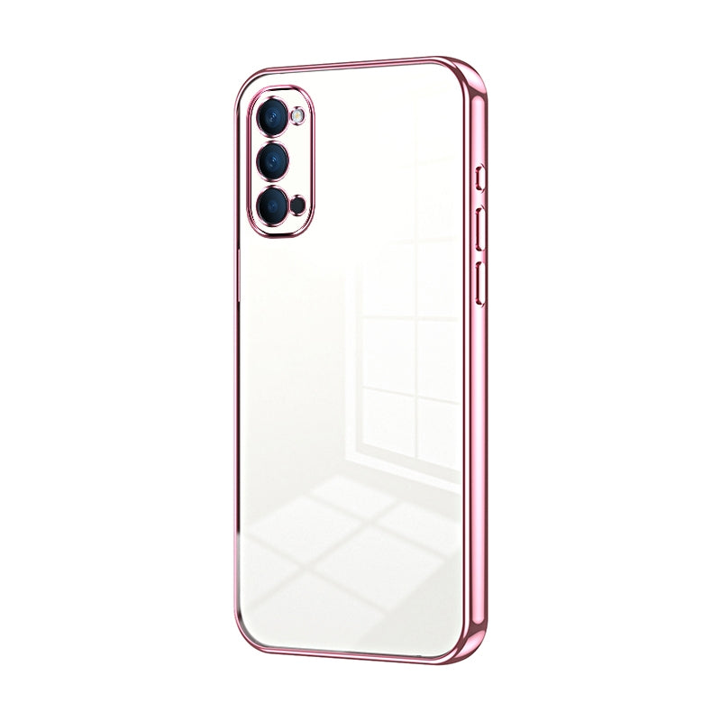 For OPPO Reno4 Phone Case with Transparent Plating and Fine Hole Design: Crystal Clear & Scratch-Resistant