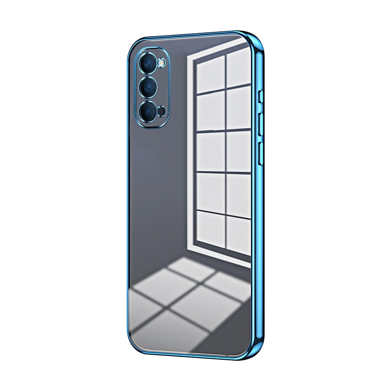 For OPPO Reno4 Phone Case with Transparent Plating and Fine Hole Design: Crystal Clear & Scratch-Resistant