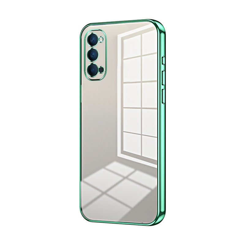 For OPPO Reno4 Phone Case with Transparent Plating and Fine Hole Design: Crystal Clear & Scratch-Resistant