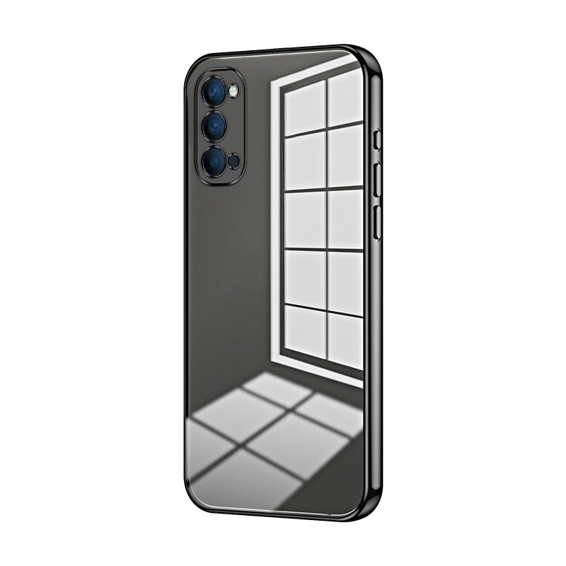 For OPPO Reno4 Phone Case with Transparent Plating and Fine Hole Design: Crystal Clear & Scratch-Resistant