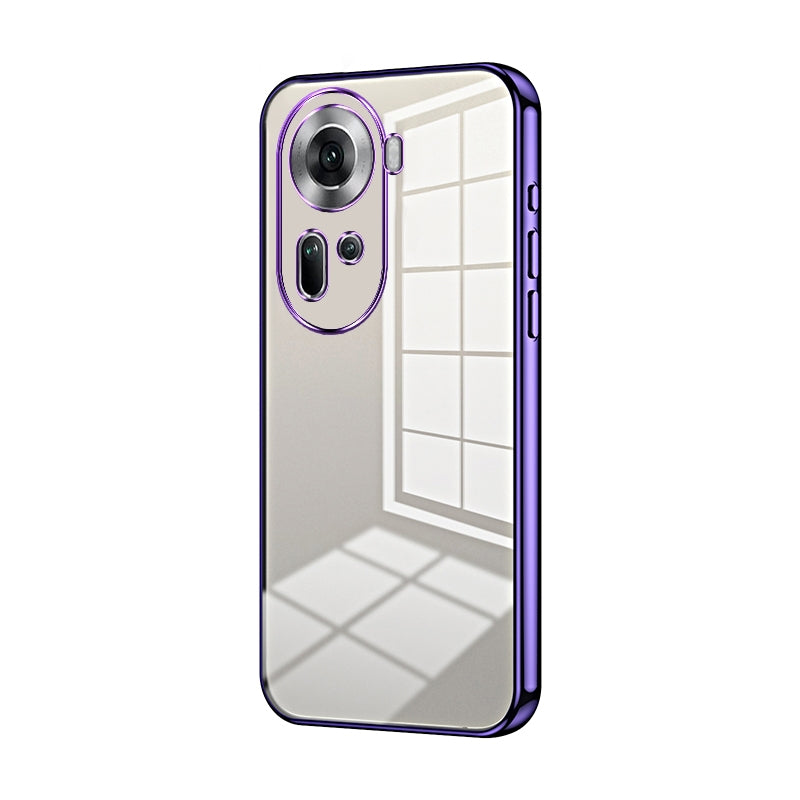 For OPPO Reno11 Global Phone Case with Transparent Plating and Fine Hole Design: Crystal Clear & Scratch-Resistant