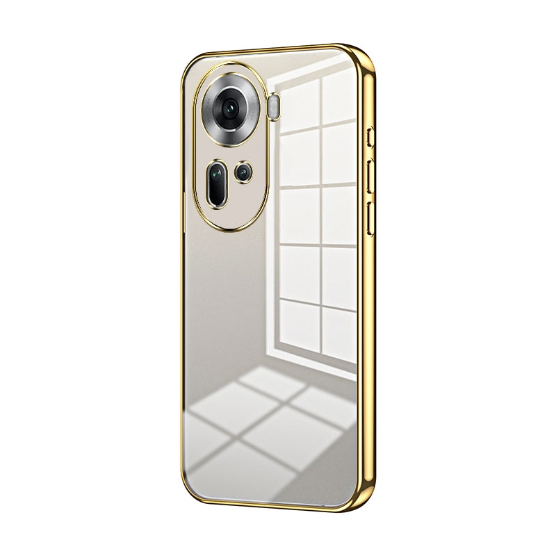 For OPPO Reno11 Global Phone Case with Transparent Plating and Fine Hole Design: Crystal Clear & Scratch-Resistant