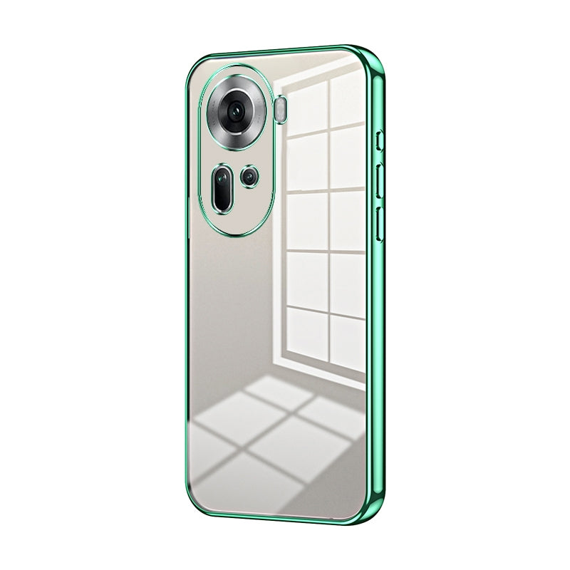 For OPPO Reno11 Global Phone Case with Transparent Plating and Fine Hole Design: Crystal Clear & Scratch-Resistant