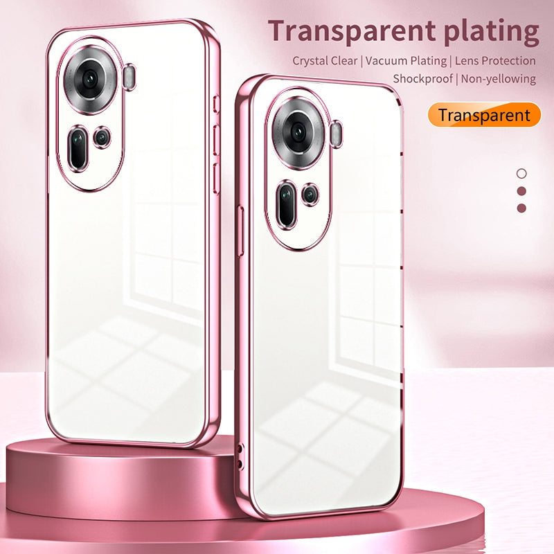 For OPPO Reno11 Global Phone Case with Transparent Plating and Fine Hole Design: Crystal Clear & Scratch-Resistant