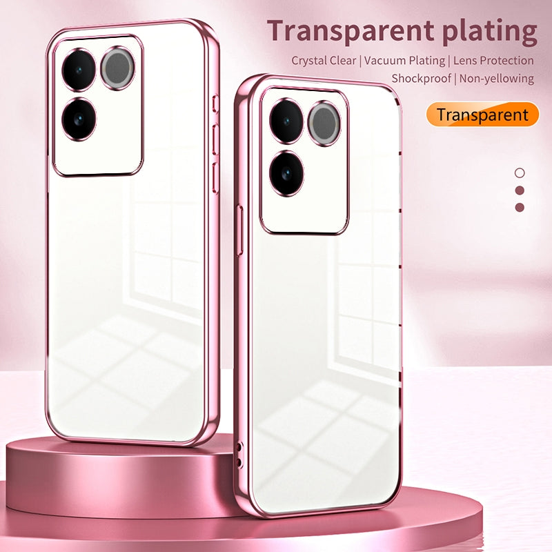 For vivo iQOO Z7 Pro Phone Case with Transparent Plating and Fine Hole Design: Crystal Clear & Scratch-Resistant