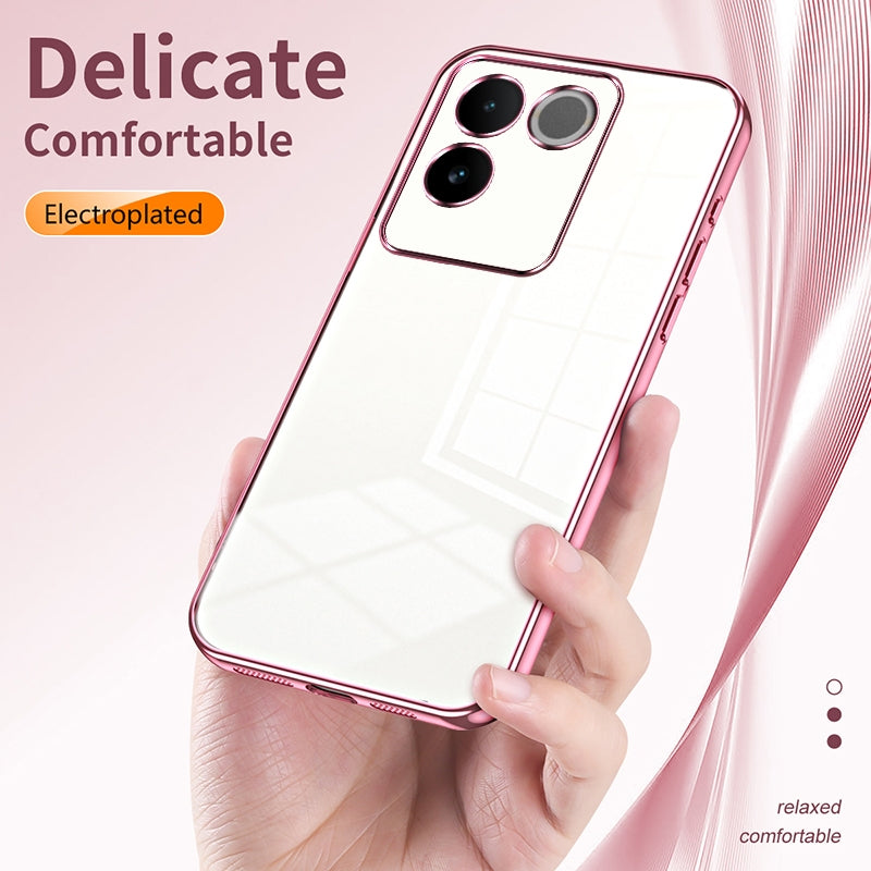 For vivo iQOO Z7 Pro Phone Case with Transparent Plating and Fine Hole Design: Crystal Clear & Scratch-Resistant