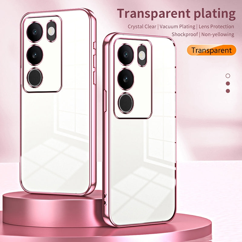 For vivo S17 Pro Phone Case with Transparent Plating and Fine Hole Design: Crystal Clear & Scratch-Resistant