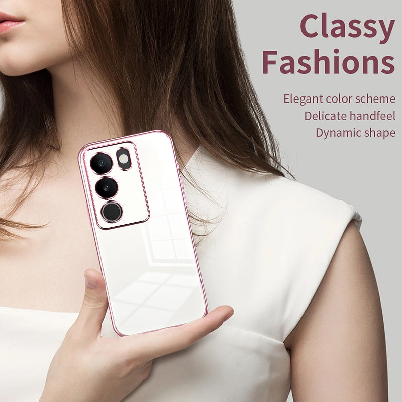 For vivo S17 Pro Phone Case with Transparent Plating and Fine Hole Design: Crystal Clear & Scratch-Resistant
