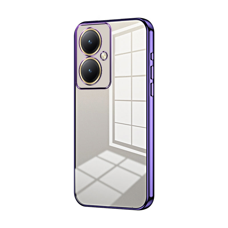 For vivo Y35+ Phone Case with Transparent Plating and Fine Hole Design: Crystal Clear & Scratch-Resistant