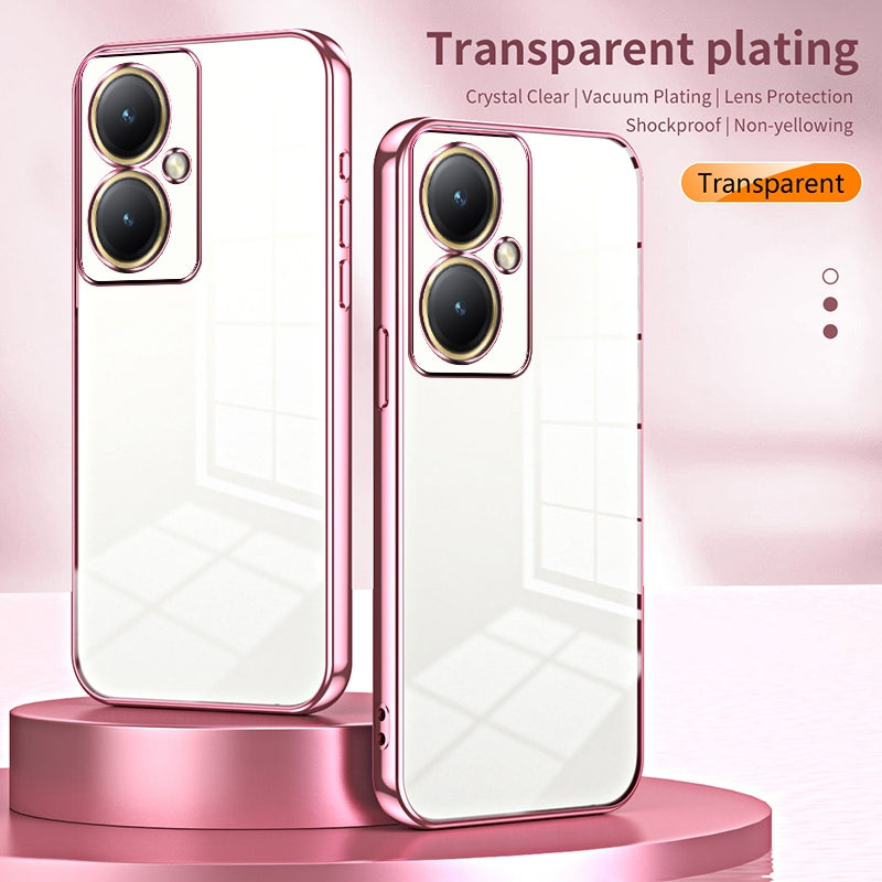 For vivo Y35+ Phone Case with Transparent Plating and Fine Hole Design: Crystal Clear & Scratch-Resistant