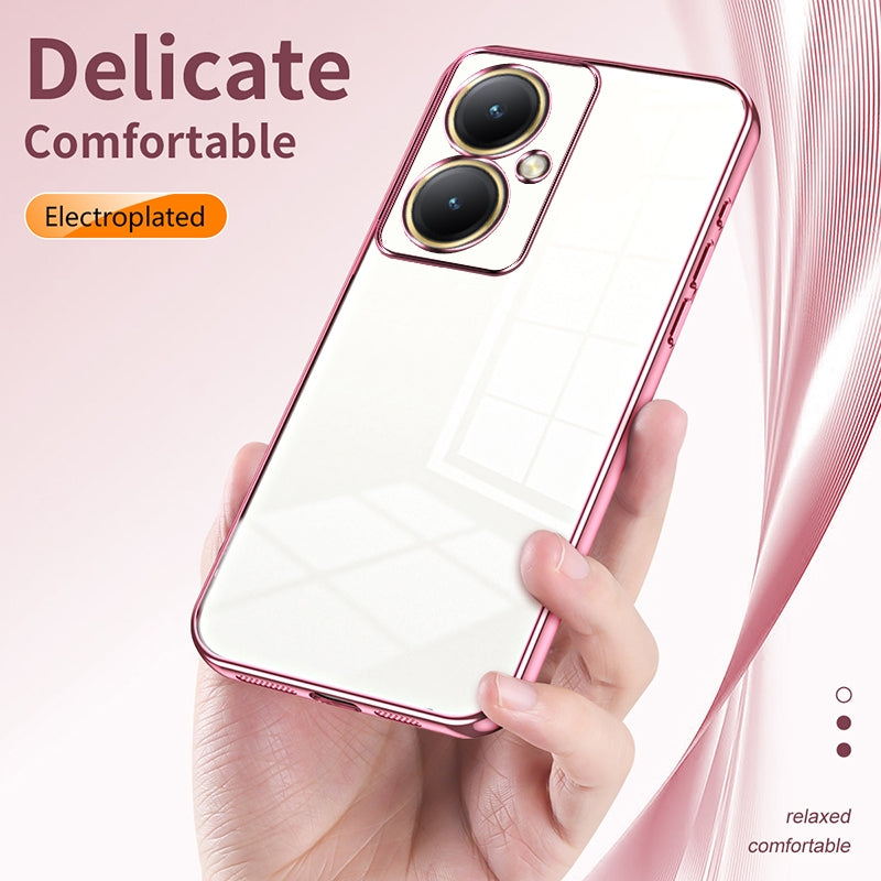 For vivo Y35+ Phone Case with Transparent Plating and Fine Hole Design: Crystal Clear & Scratch-Resistant