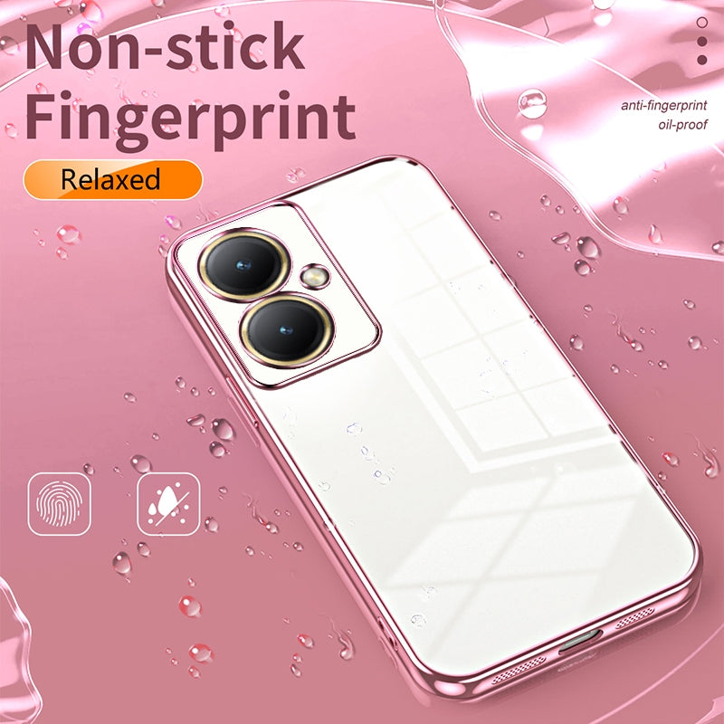For vivo Y35+ Phone Case with Transparent Plating and Fine Hole Design: Crystal Clear & Scratch-Resistant
