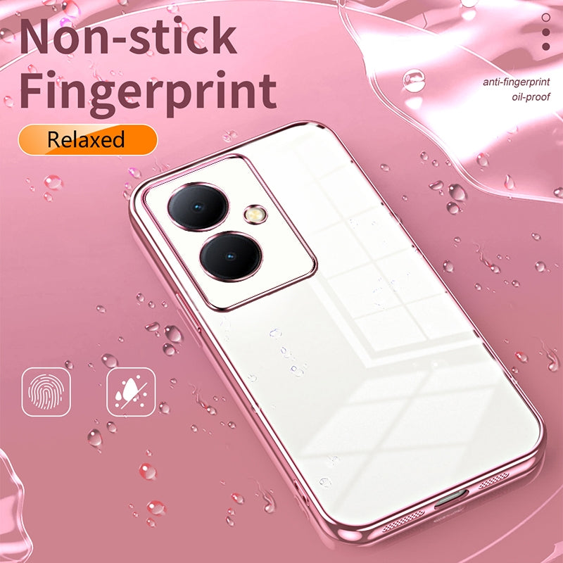For vivo Y78 Phone Case with Transparent Plating and Fine Hole Design: Crystal Clear & Scratch-Resistant