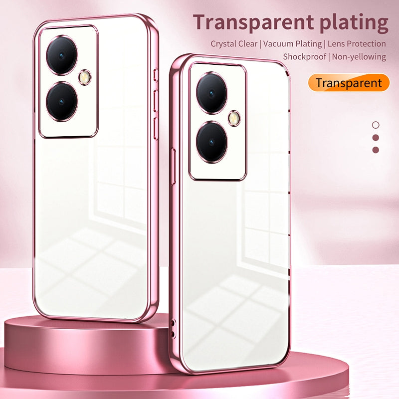For vivo Y78 Phone Case with Transparent Plating and Fine Hole Design: Crystal Clear & Scratch-Resistant
