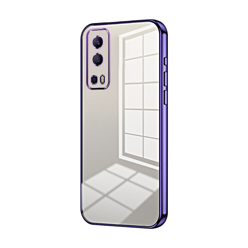 For vivo Y72 5G Phone Case with Transparent Plating and Fine Hole Design: Crystal Clear & Scratch-Resistant