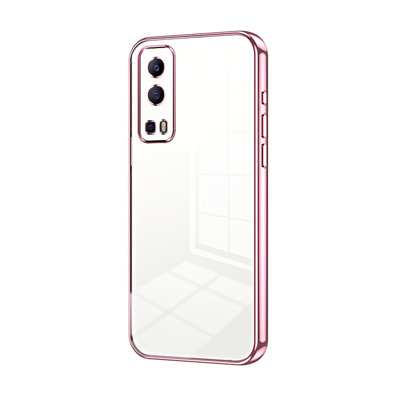 For vivo Y72 5G Phone Case with Transparent Plating and Fine Hole Design: Crystal Clear & Scratch-Resistant