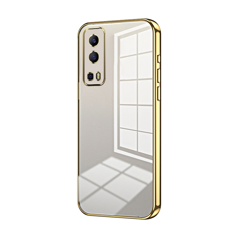 For vivo Y72 5G Phone Case with Transparent Plating and Fine Hole Design: Crystal Clear & Scratch-Resistant