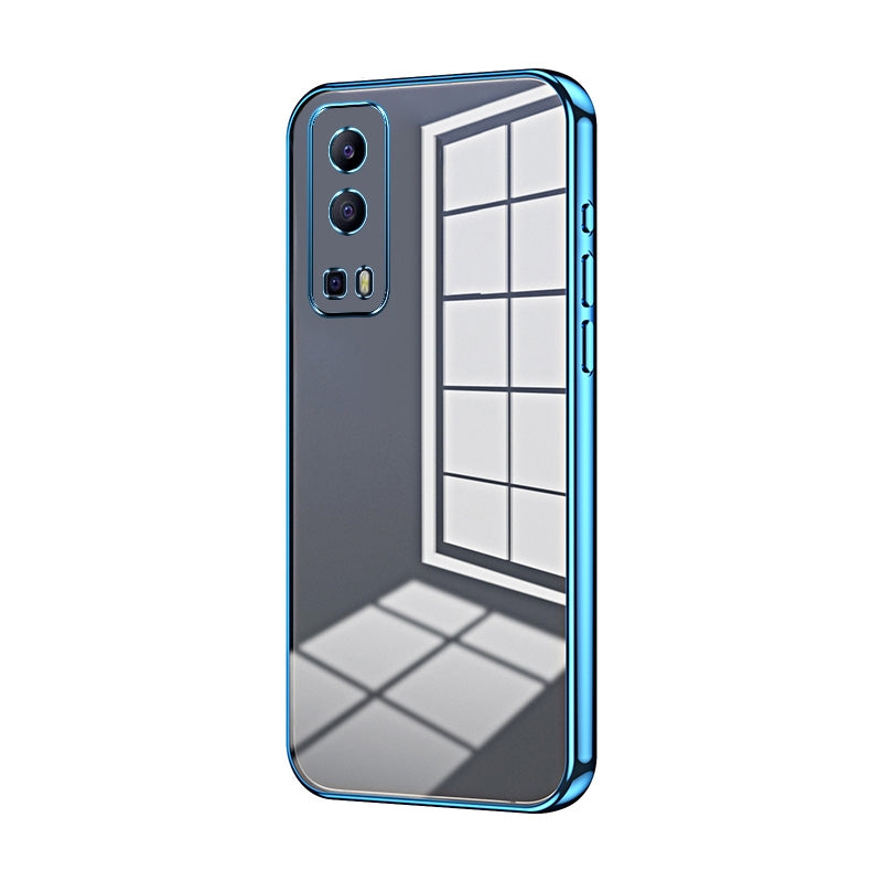 For vivo Y72 5G Phone Case with Transparent Plating and Fine Hole Design: Crystal Clear & Scratch-Resistant
