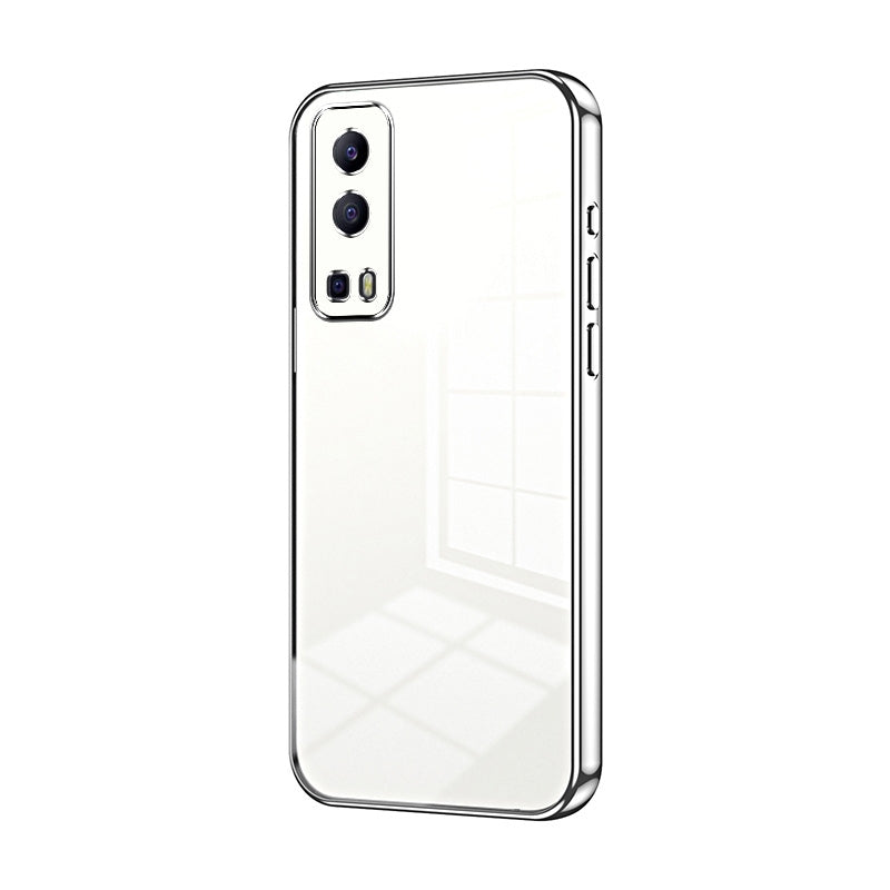 For vivo Y72 5G Phone Case with Transparent Plating and Fine Hole Design: Crystal Clear & Scratch-Resistant