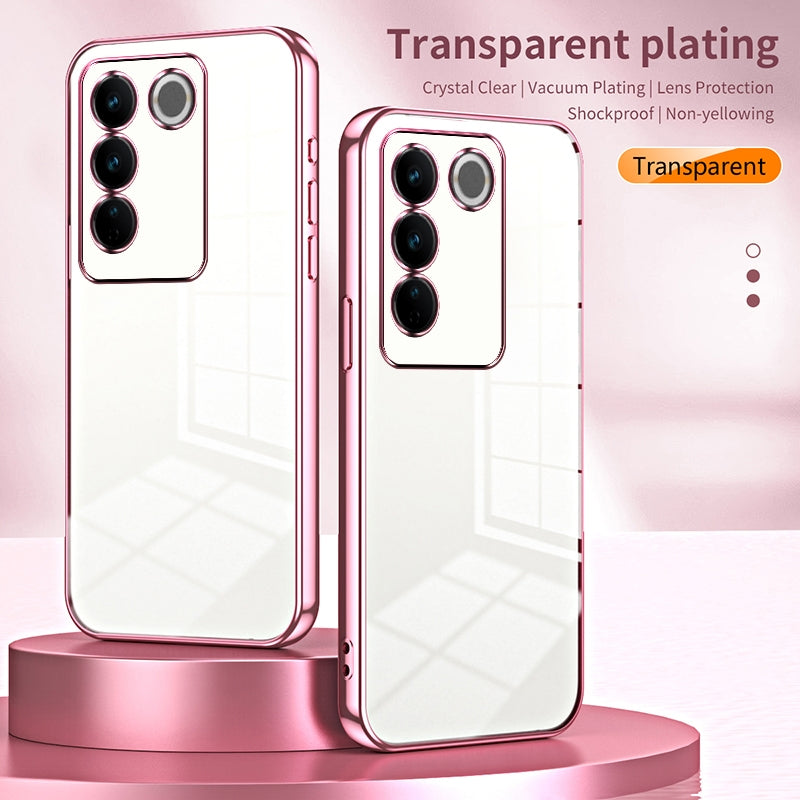 For vivo S16 Pro Phone Case with Transparent Plating and Fine Hole Design: Crystal Clear & Scratch-Resistant