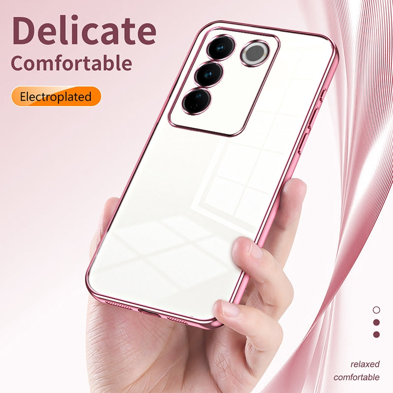 For vivo S16 Pro Phone Case with Transparent Plating and Fine Hole Design: Crystal Clear & Scratch-Resistant