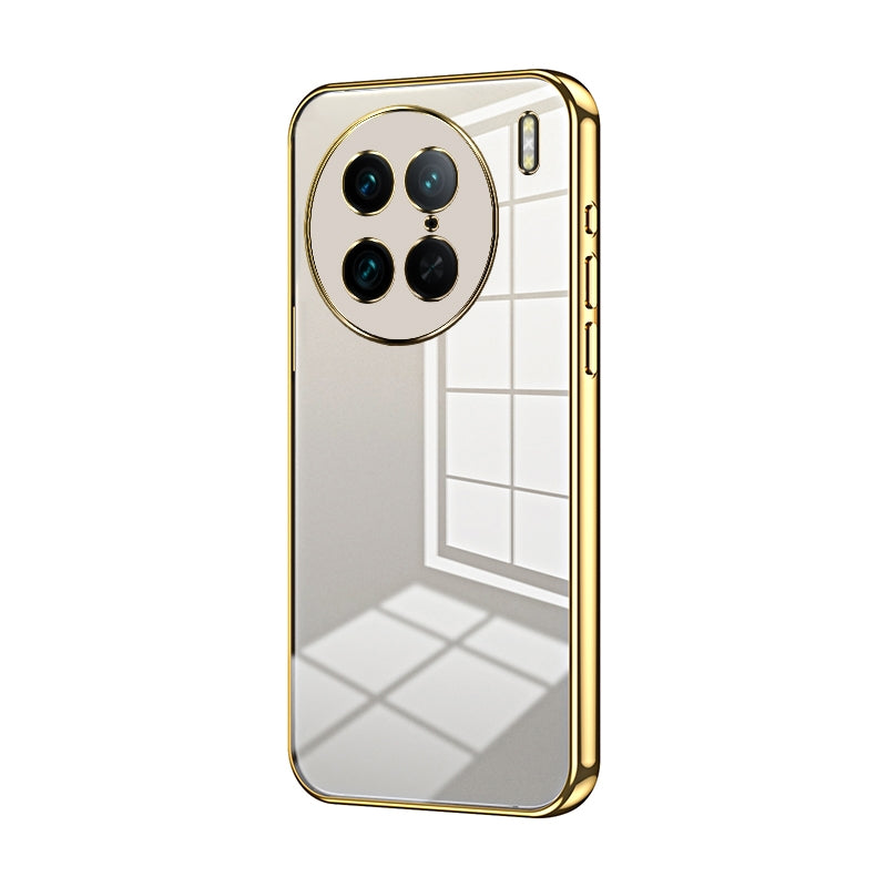 For vivo X90 Pro Phone Case with Transparent Plating and Fine Hole Design: Crystal Clear & Scratch-Resistant