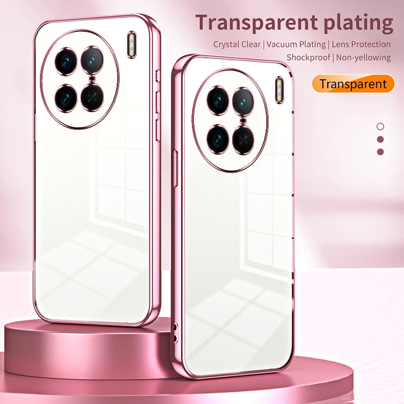 For vivo X90 Pro Phone Case with Transparent Plating and Fine Hole Design: Crystal Clear & Scratch-Resistant